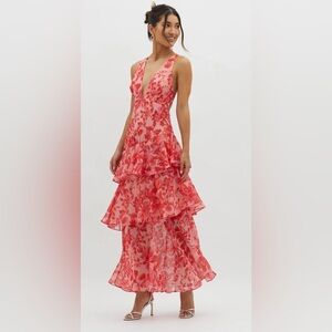 Selfie Leslie Red Floral Maxi Dress size medium